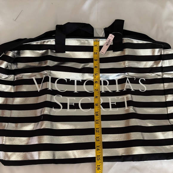 Victoria's Secret Striped Black and Silver Bag - Picture 4 of 6